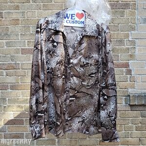 Jones New York Snake Print Satin Blouse